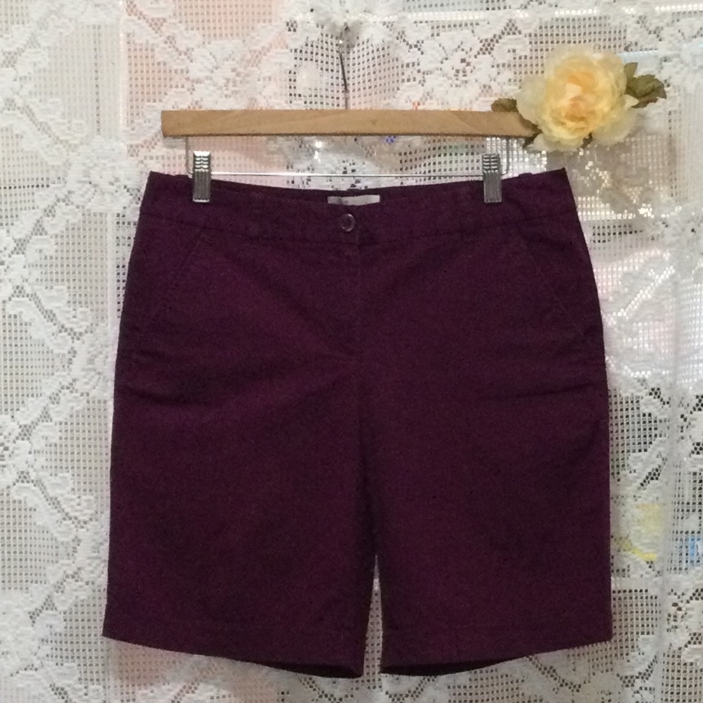 J.Crew Women’s Flat Front Purple Bermuda Shorts Size 4